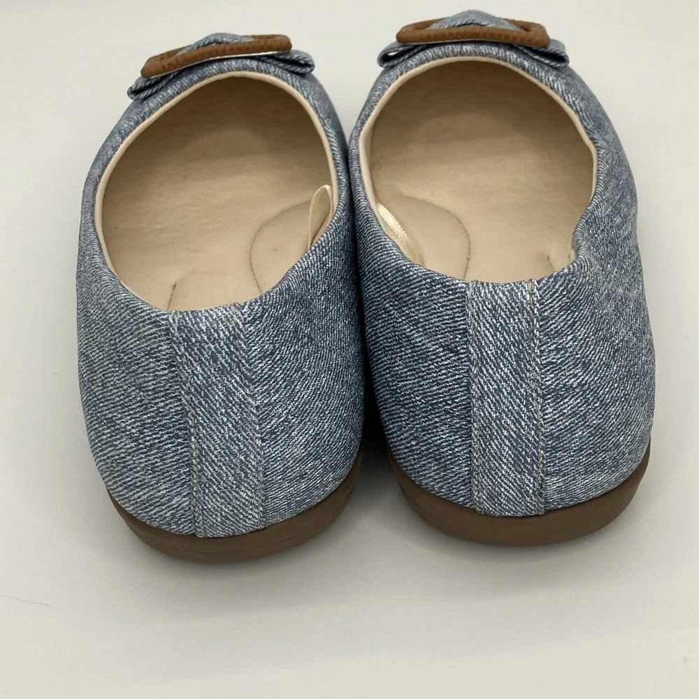 London Fog Bixby Blue Denim Flat Shoes 8W Comfort‎ Slip On Casual Preppy